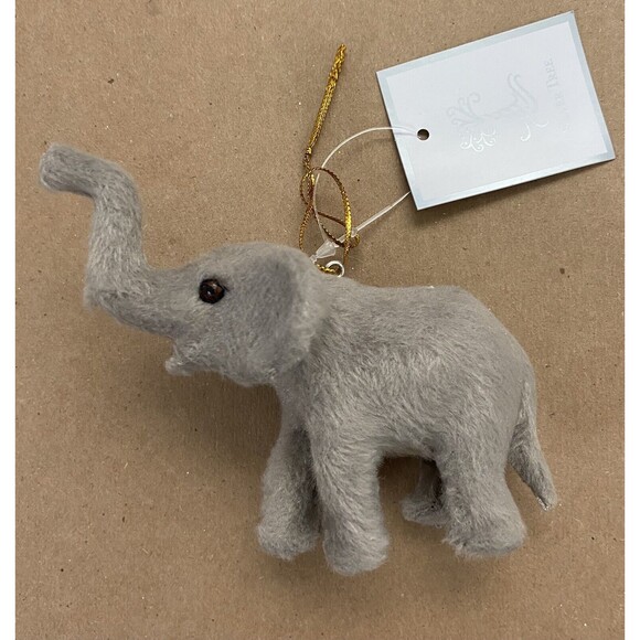 Silver Tree Grey Furry Elephant Christmas Ornament NWT's Gift - Picture 2 of 9